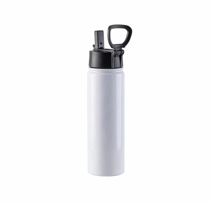 22oz Stainless Steel Flask with Wide Mouth Straw Lid & Rotating Handle (Qty 5)